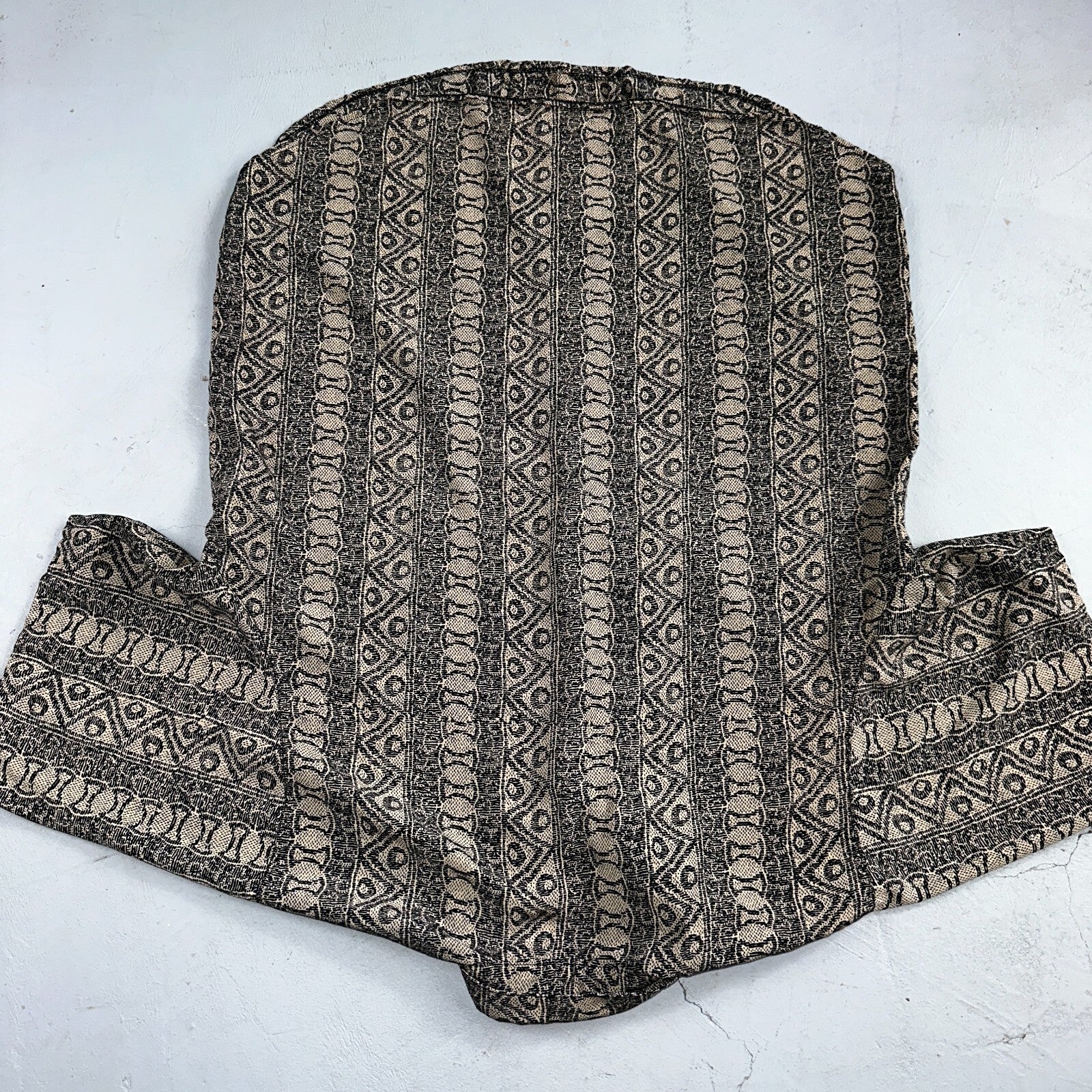 Hawaiian Regular Fit Shirt Men L Gray Geometric Tribal Button Up 80s VTG