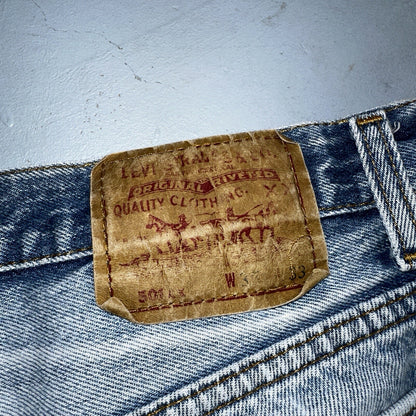 Levis 501 Vintage 90s USA XX Straight Leg Jeans 35x33 Light Wash Act 32x29