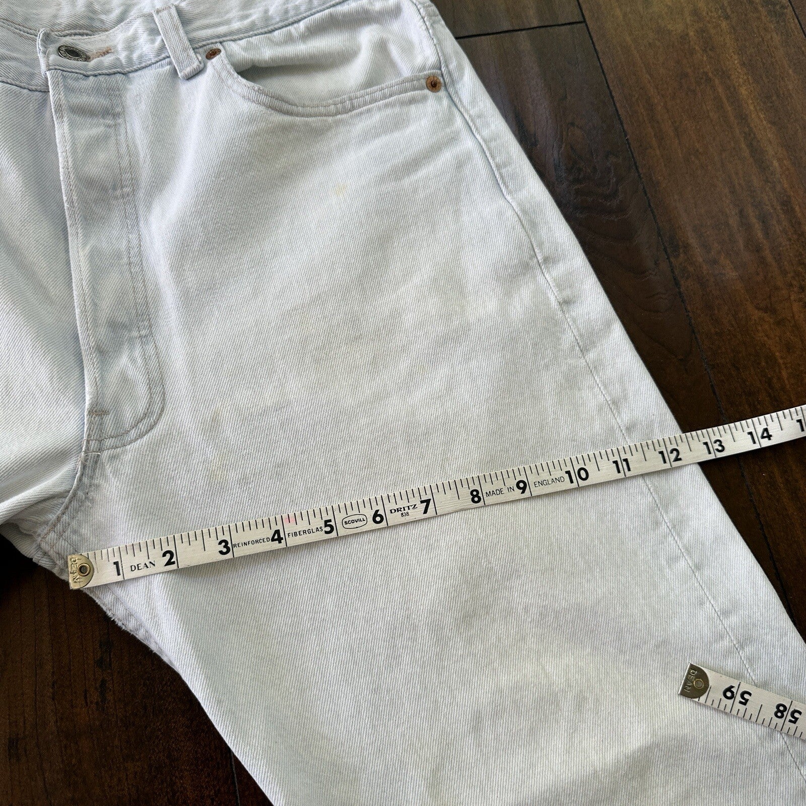 Vintage 90s Levis 501 USA 36x30 Tag Jeans 80s Blue Light Wash Act Worn 33x29