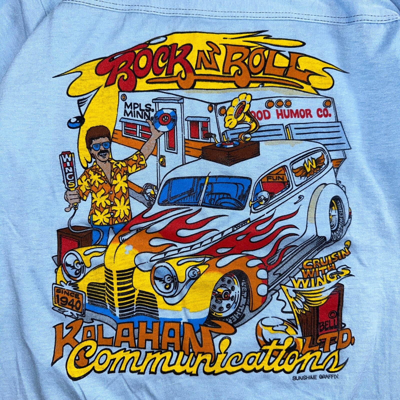 Rock N Roll 80s VTG T Shirt Vinyl Kalahan Wings Beer Rockabilly Life Cars Graph