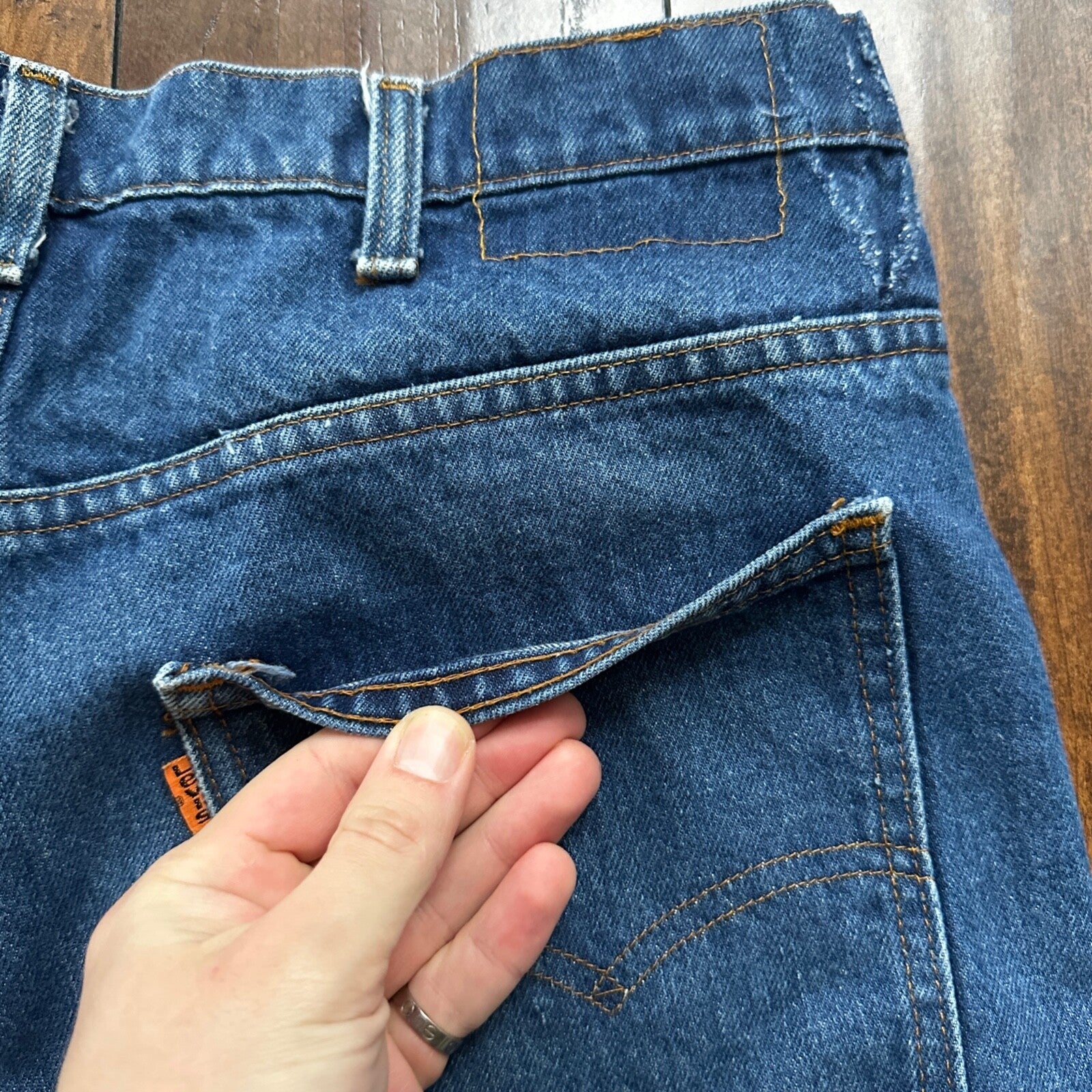 Vintage 80s Levis 646 Boot Flare Orange Tab 36x36 USA Blue Jeans 501 Act 33x34