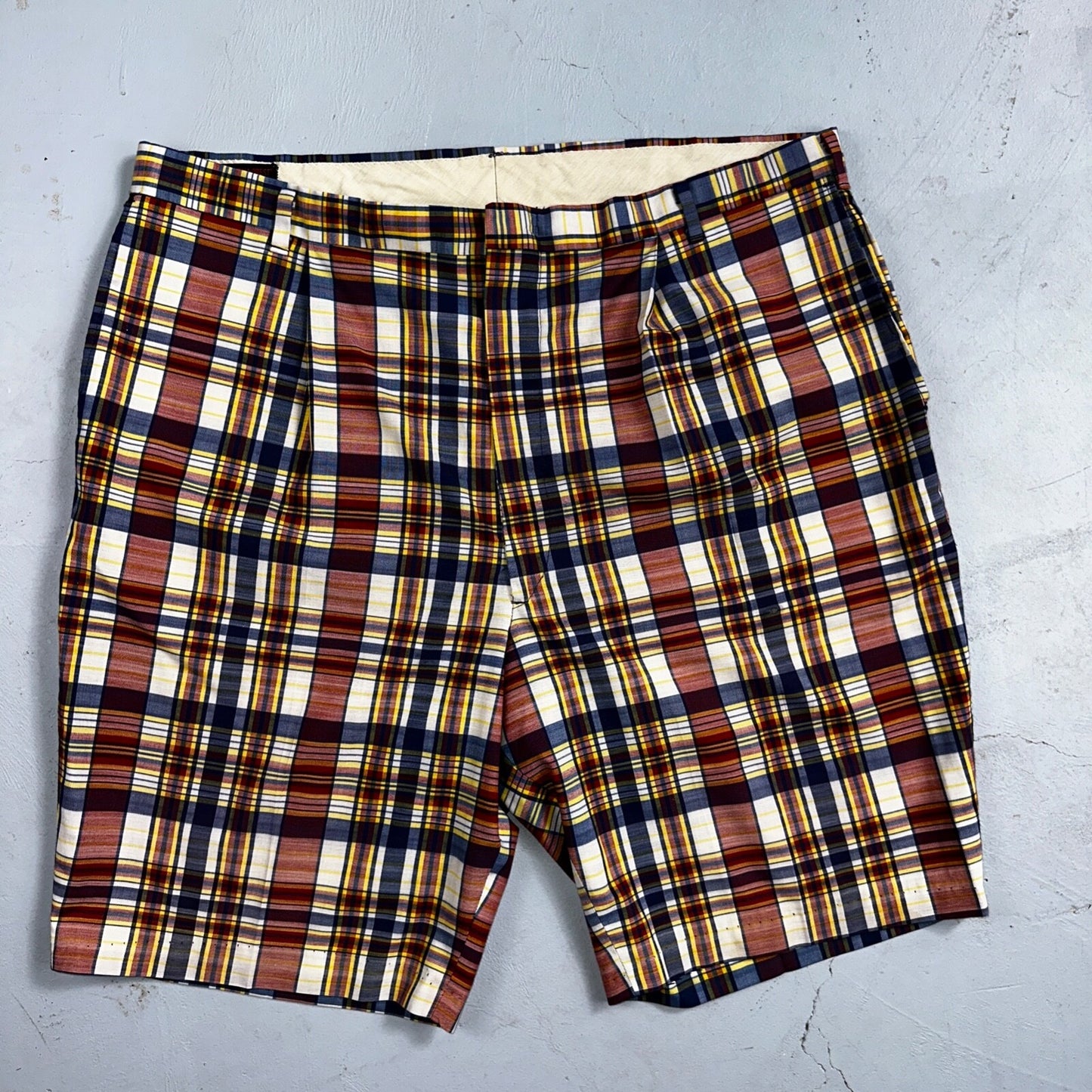 Sears Vintage 70s The Men’s Store Perma-Prest Striped Shorts Plaid Talon Zipper
