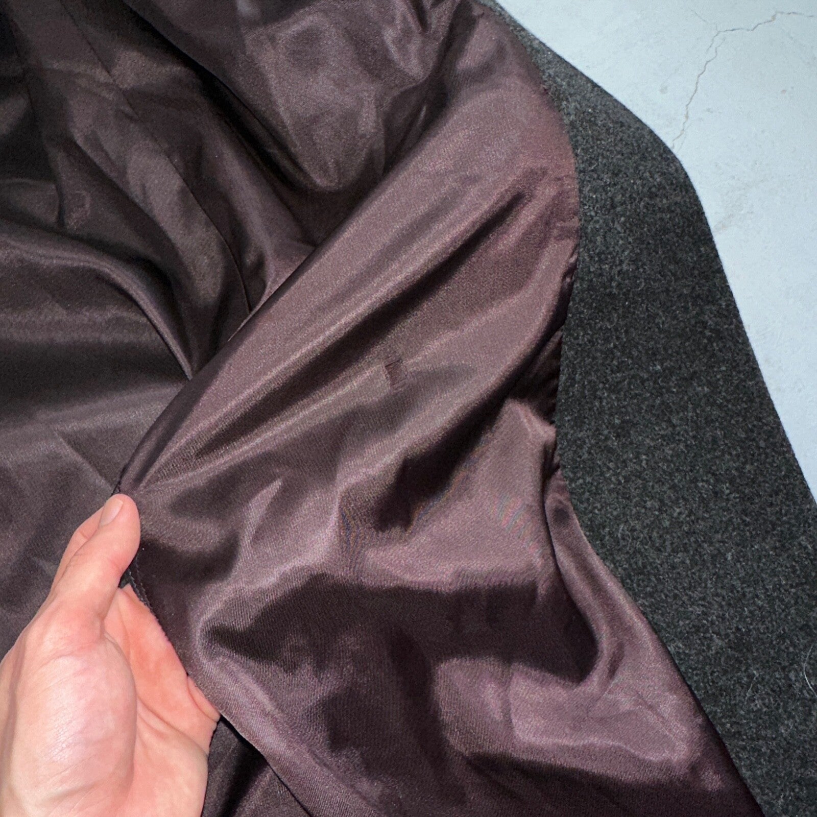 VTG Pavilion Petite Gray Coat  Womens  Double Breasted Long Trench Overcoat Sz L