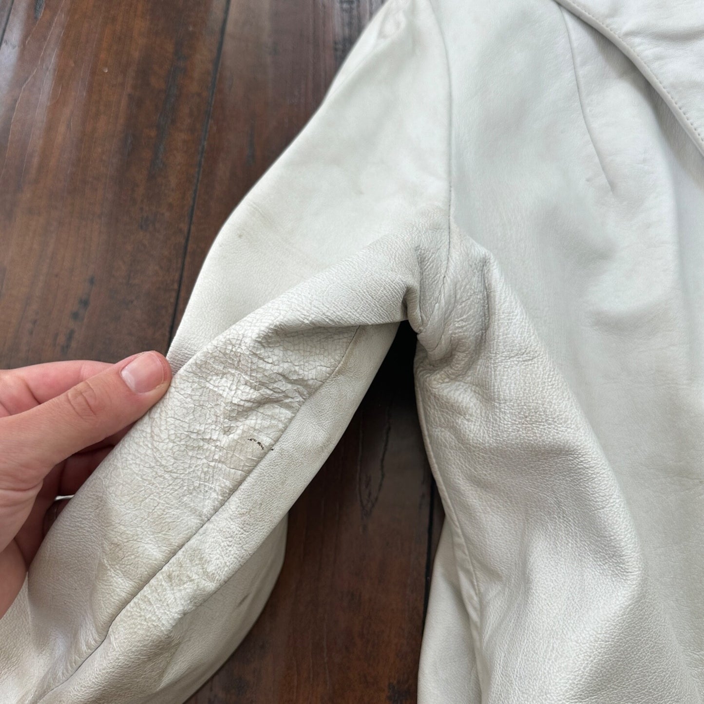 VTG White Leather Western Rancher Jacket 1960s Rockabilly Unisex 60s 50s Button