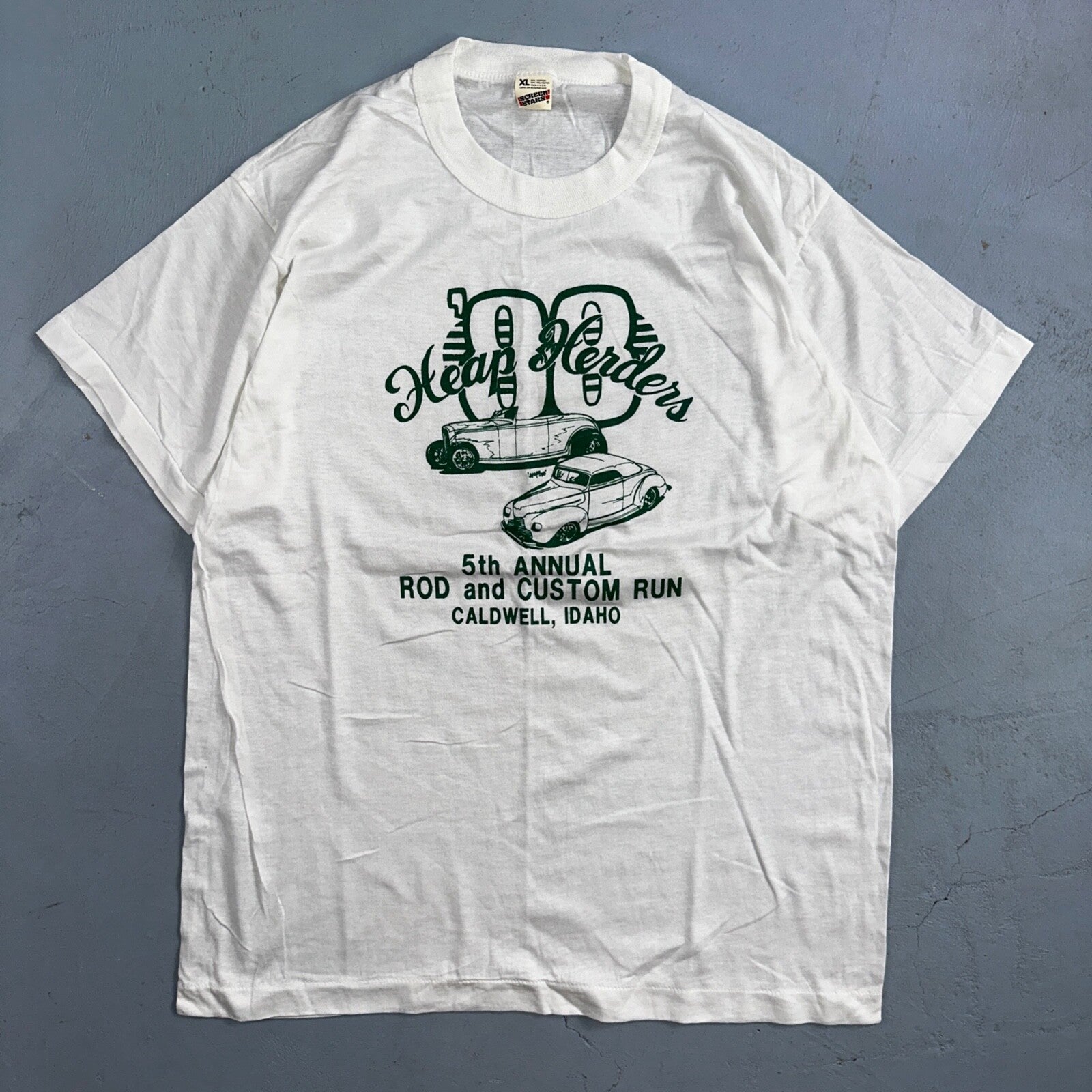 Caldwell Idaho Cars 1988 VTG T Shirt 80s Single Stitch Rap Promo Racing XL Art