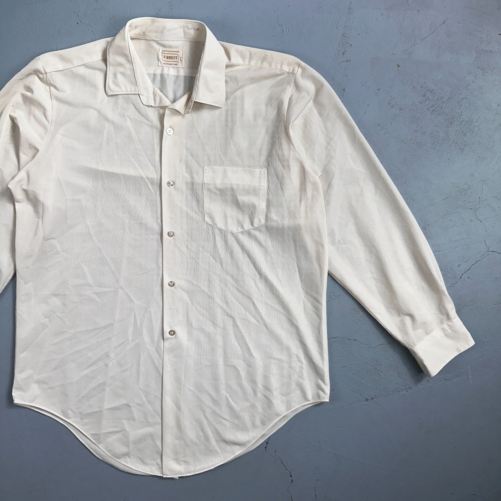 Vintage 60s Brent Shirt Tetoron Polyester Atomic Rockabilly Men 1960s Plain