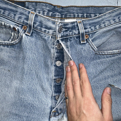Levis 501 Vintage 90s XX Straight Leg Mexico Jeans 34x36 Light Wash Act 31x32