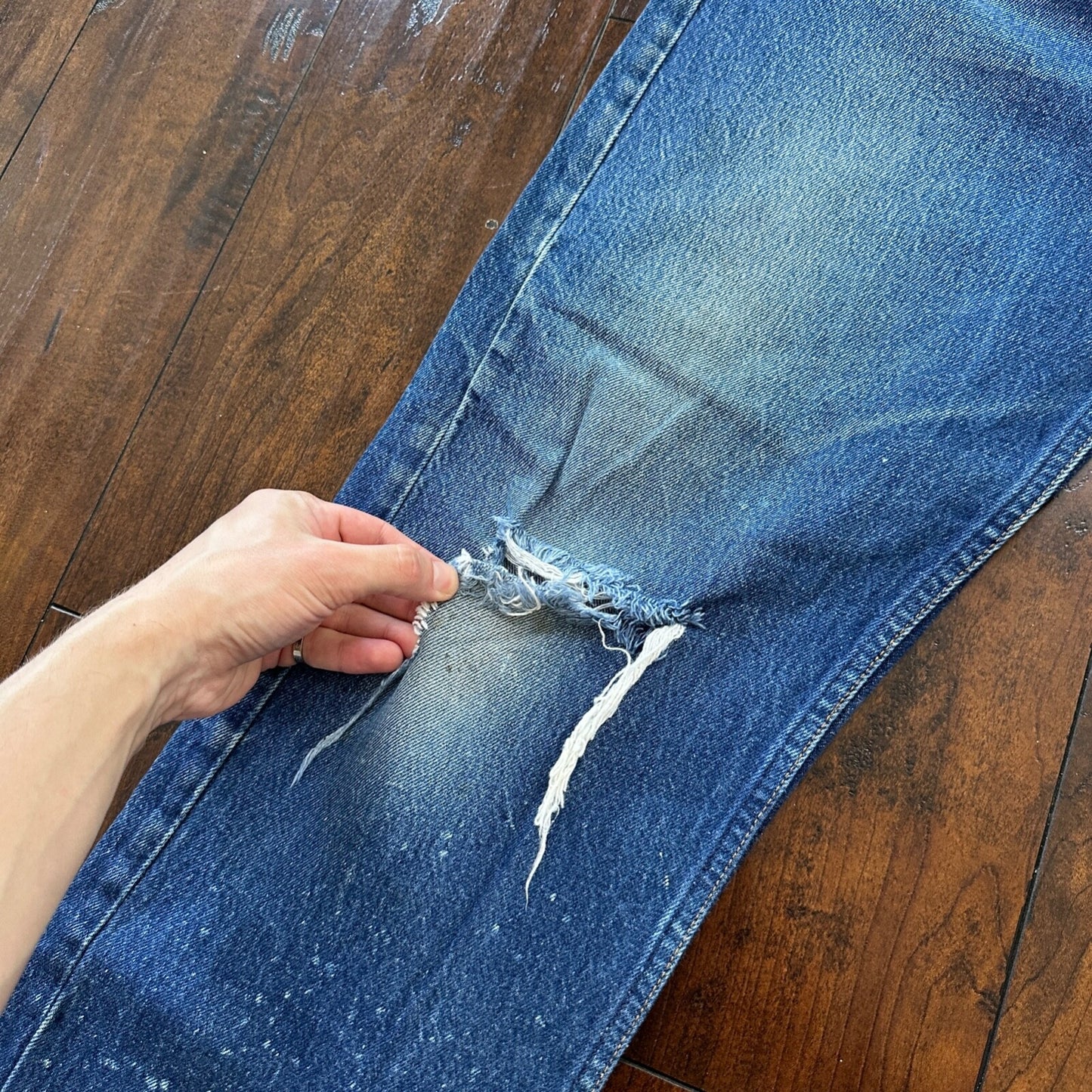 VTG 80s Levis 501 Button Fly 38x36 USA Tag Jeans Straight Wash Blue XX Act 34x31