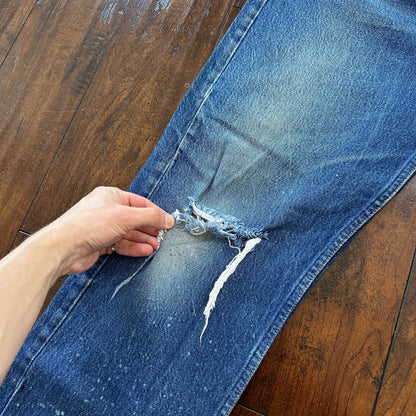 VTG 80s Levis 501 Button Fly 38x36 USA Tag Jeans Straight Wash Blue XX Act 34x31