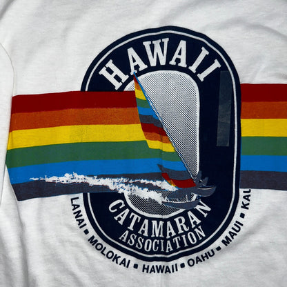 Hawaii 1980s Rainbow VTG T Shirt Catamarn Hawaiian 80s Sailing Ocean Surf M
