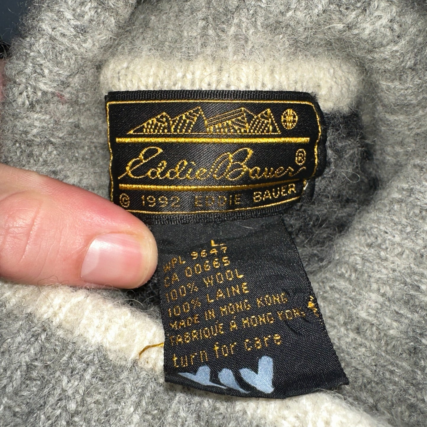 Eddie Bauer Vintage 1992 Wool Turtleneck Fair Isle Pullover Sweater L Womens