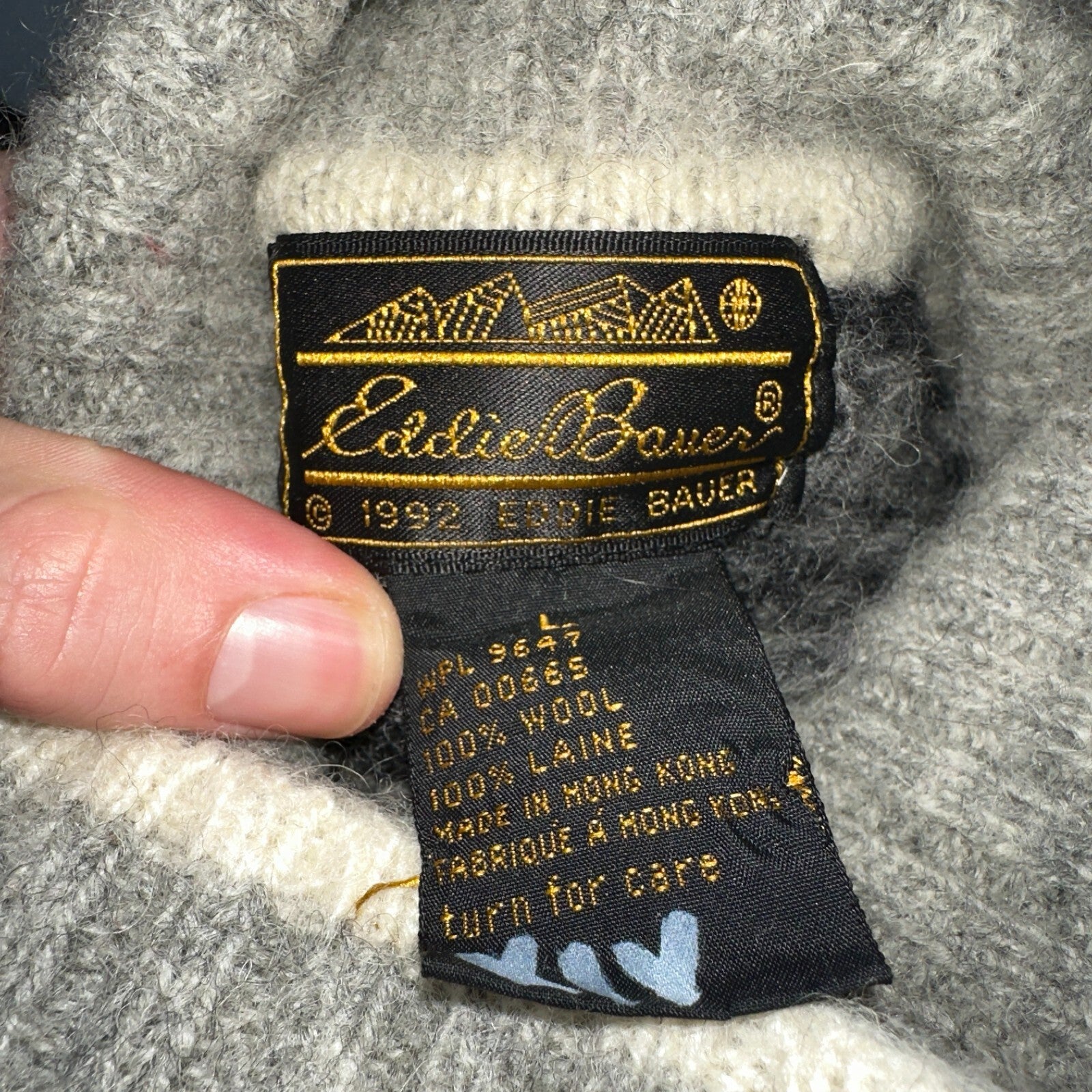 Eddie Bauer Vintage 1992 Wool Turtleneck Fair Isle Pullover Sweater L Womens