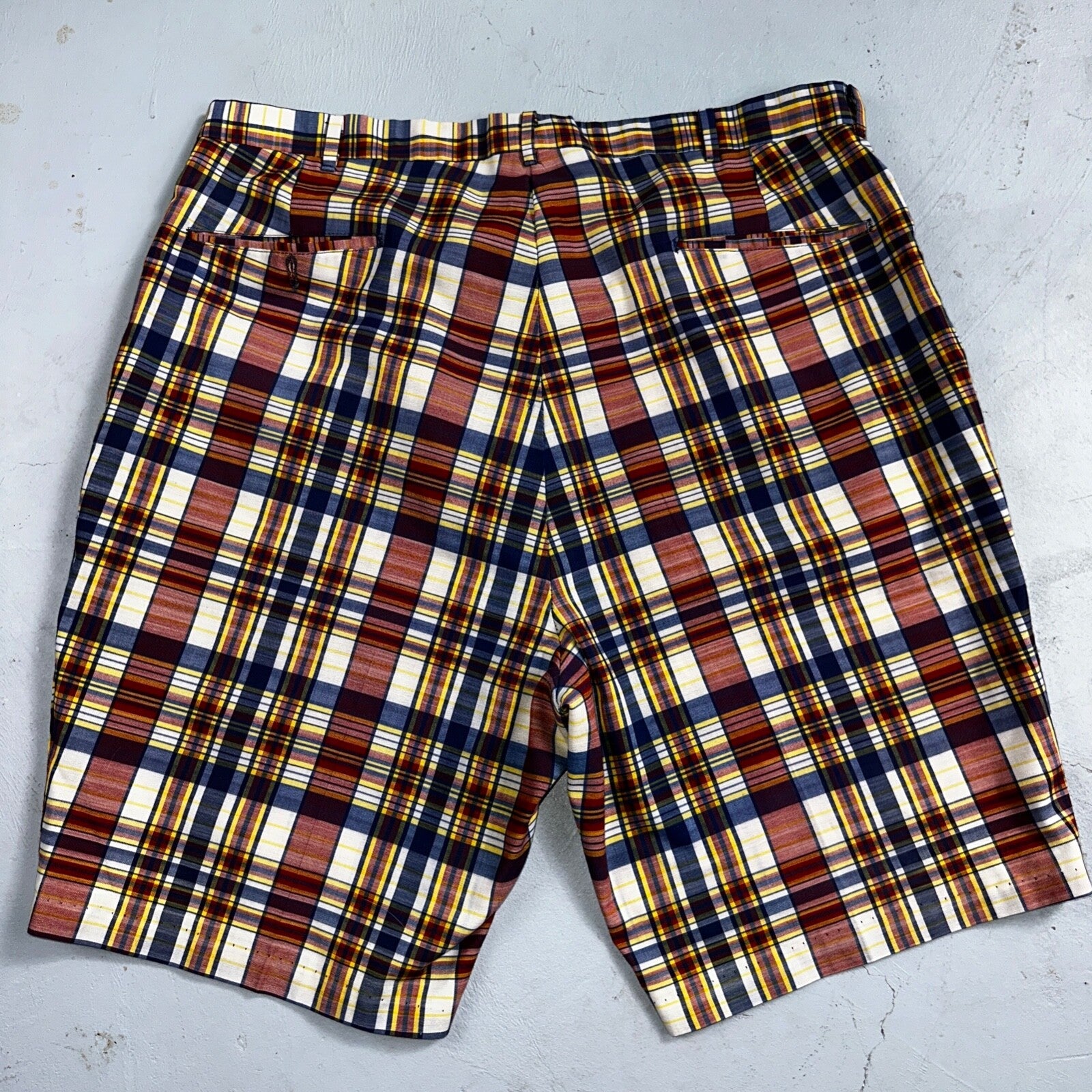 Sears Vintage 70s The Men’s Store Perma-Prest Striped Shorts Plaid Talon Zipper