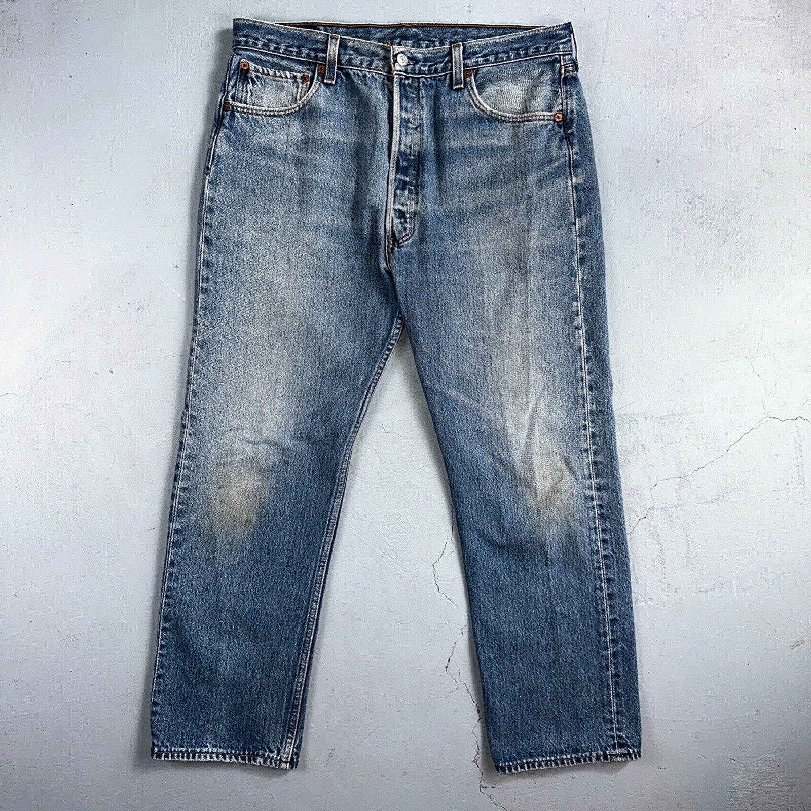 Levis 501 Vintage 90s USA XX Straight Leg Jeans Blue Light Wash 38x32 Act 34x28