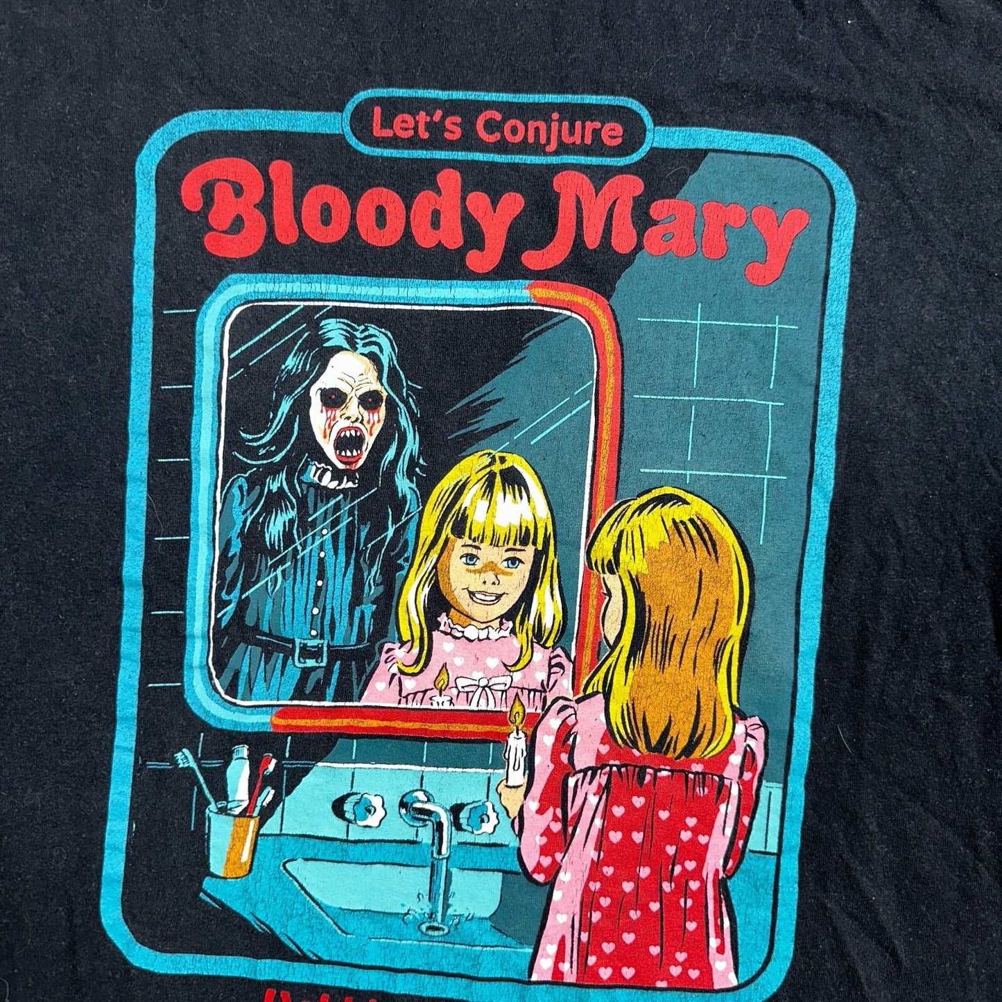 Conjure Bloody Mary Creepy Co VTG Style T Shirt Cartoon Halloween Funny Humor