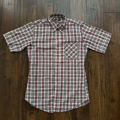 Vintage 70s Levis Mens Shirt M Tapered Fit blue Red Plaid Button Up 80s Big E