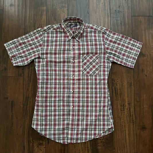 Vintage 70s Levis Mens Shirt M Tapered Fit blue Red Plaid Button Up 80s Big E