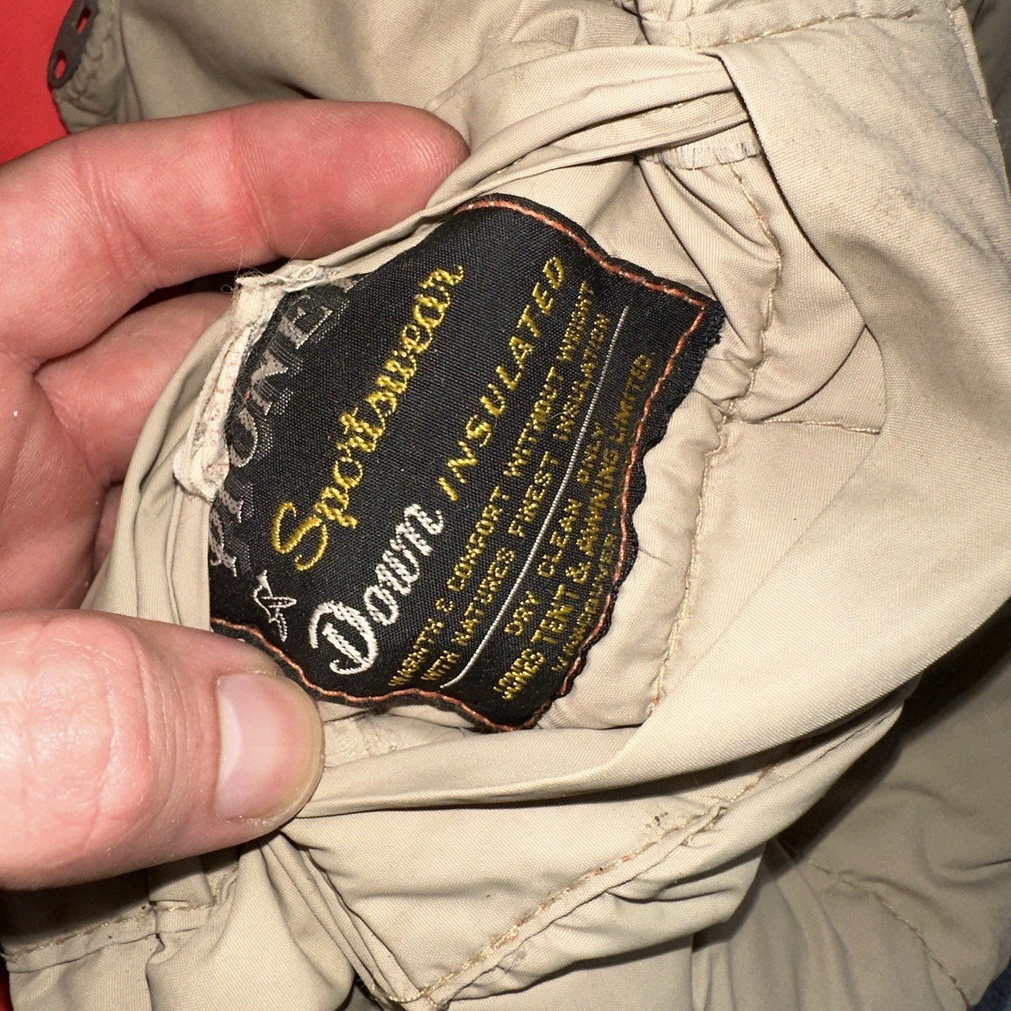 Vtg Pioneer Sportswear M 60s Union Reversible Tan Blaze Orange Canada Down Vest