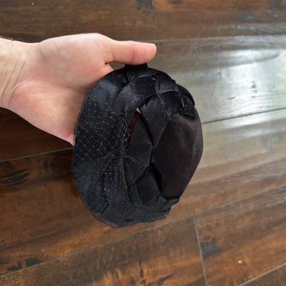 Vintage Hattie Carnegie Hat Black Silk Velvet Leaves 1930s 30s 40s 50s Small Cap