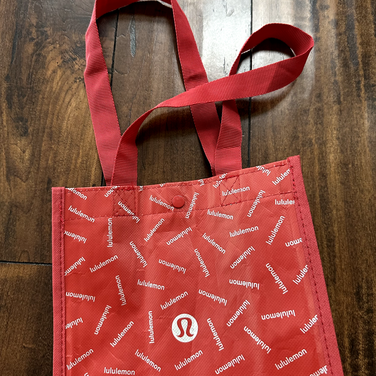 Lululemon Friends Reusable Bag Tote Small Snap Closure Shopping Cute Yoga Red