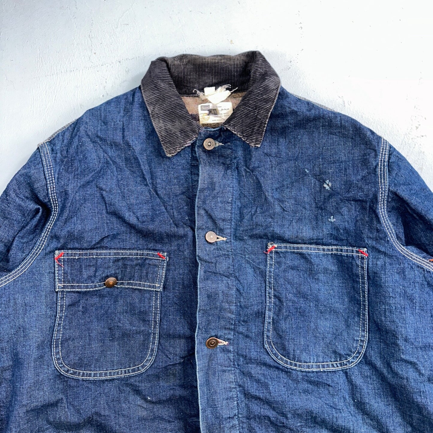 Vintage 60s Hercules Sears Roebuck And Co Denim Chore Jacket Coat Lined Detroit