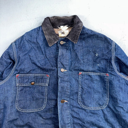 Vintage 60s Hercules Sears Roebuck And Co Denim Chore Jacket Coat Lined Detroit