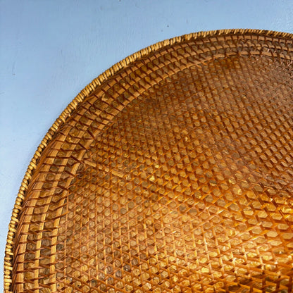 Vintage Asian Conical Rattan Leaf Rickshaw Coolie Hat Cantonese Chinese Handmade