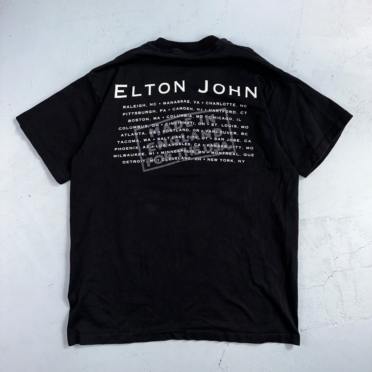 Elton John VTG Made In England 90s Black T-Shirt Made In USA Size XL Music Band