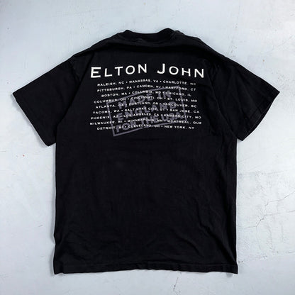 Elton John VTG Made In England 90s Black T-Shirt Made In USA Size XL Music Band