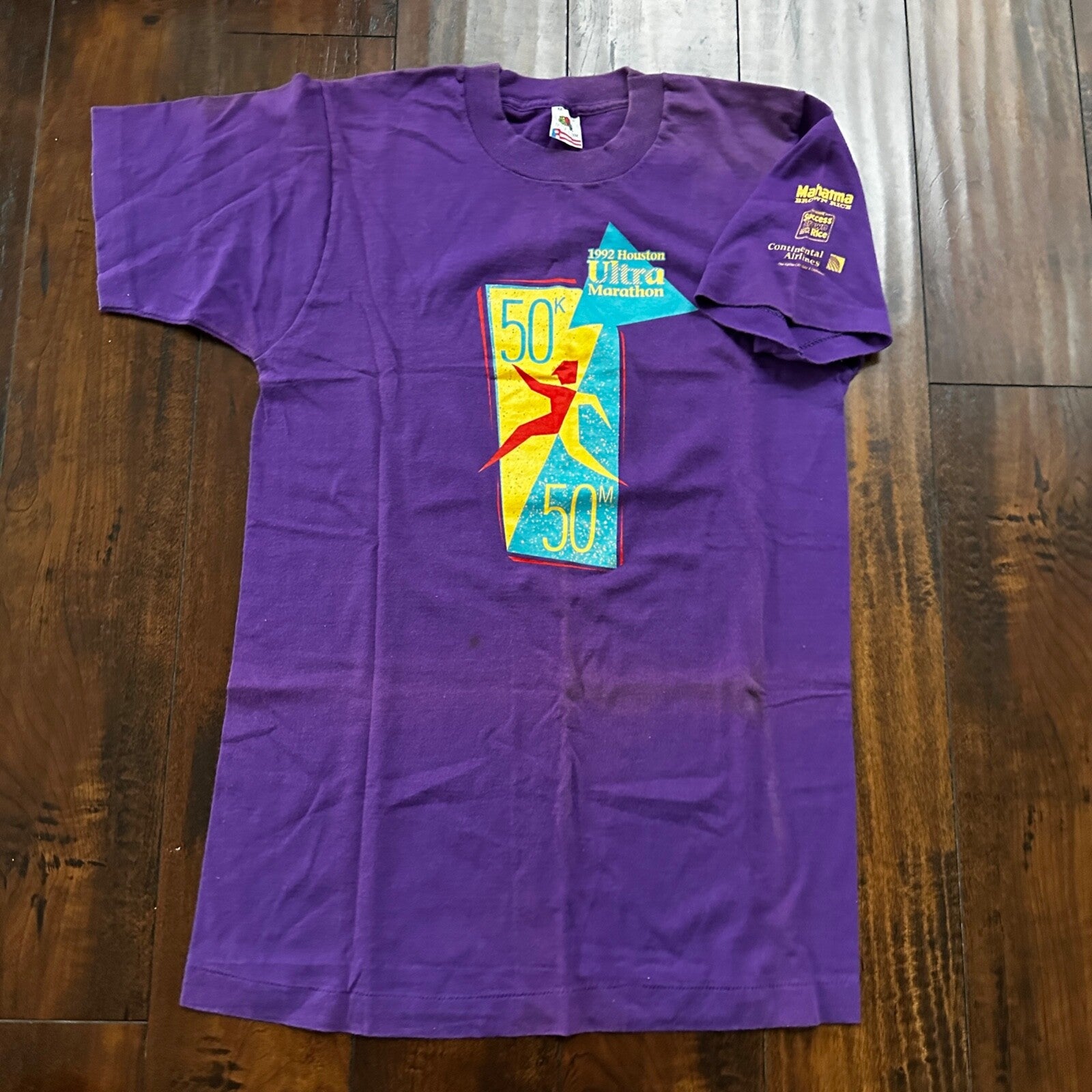 Marathon 50K Running NYC Vintage T Shirt 90s Purple FOTL Single Stitch Run USA