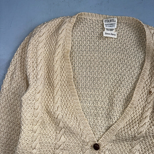 Vintage Oversized Spitalnick Neiman Marcus 100% Wool Cardigan Cable Knit Cozy