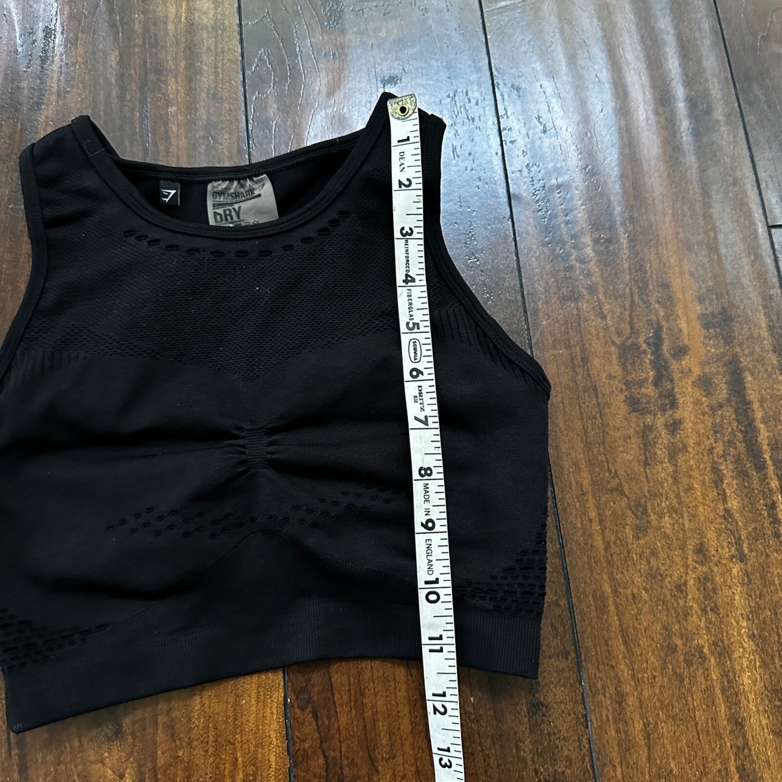 GYMSHARK Flawless S Women Sport Bra Black Stretch Padded Knit Gym Activewear