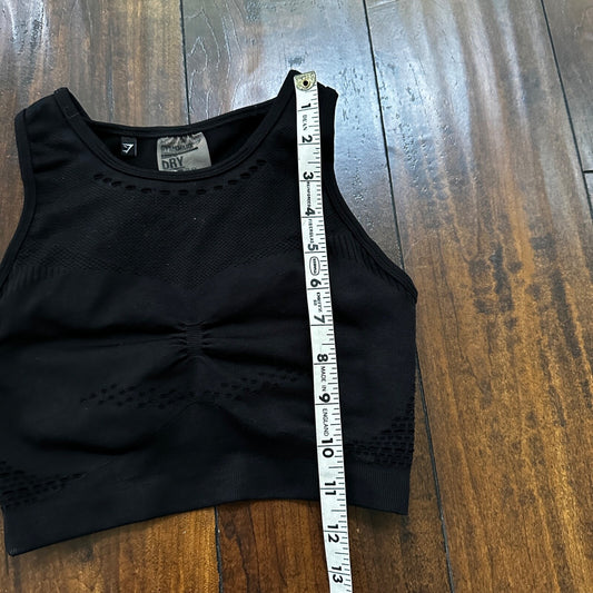 GYMSHARK Flawless S Women Sport Bra Black Stretch Padded Knit Gym Activewear