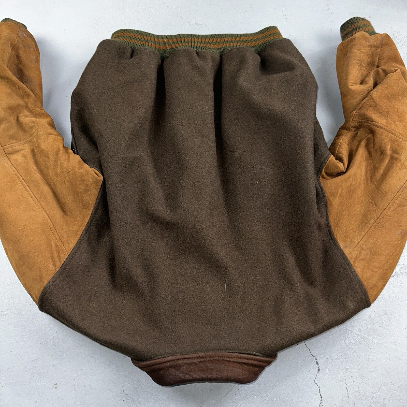 Golden Bear Vintage Leather Wool Brown Varsity Letterman Jacket L Suede