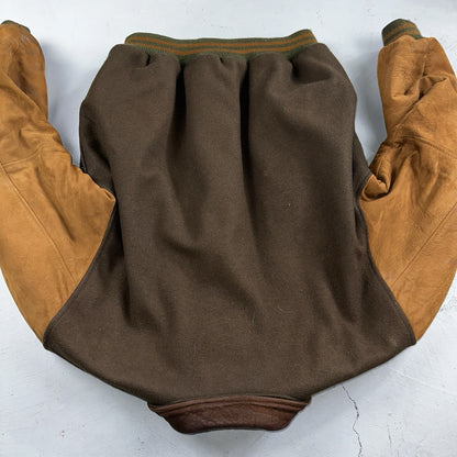 Golden Bear Vintage Leather Wool Brown Varsity Letterman Jacket L Suede