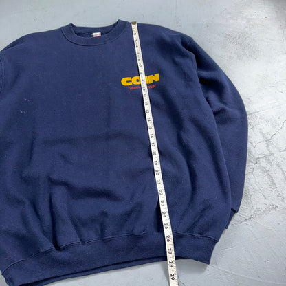 Coin Sofee Heavy Sweatshirt 90s VTG Crewneck USA Navy Basic Blue Team Member