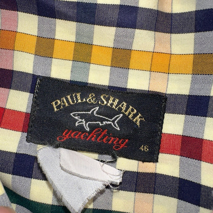 Paul & Shark Shirt Men's 46 Button Down Long Sleeve Gingham Check Italy Tricolor