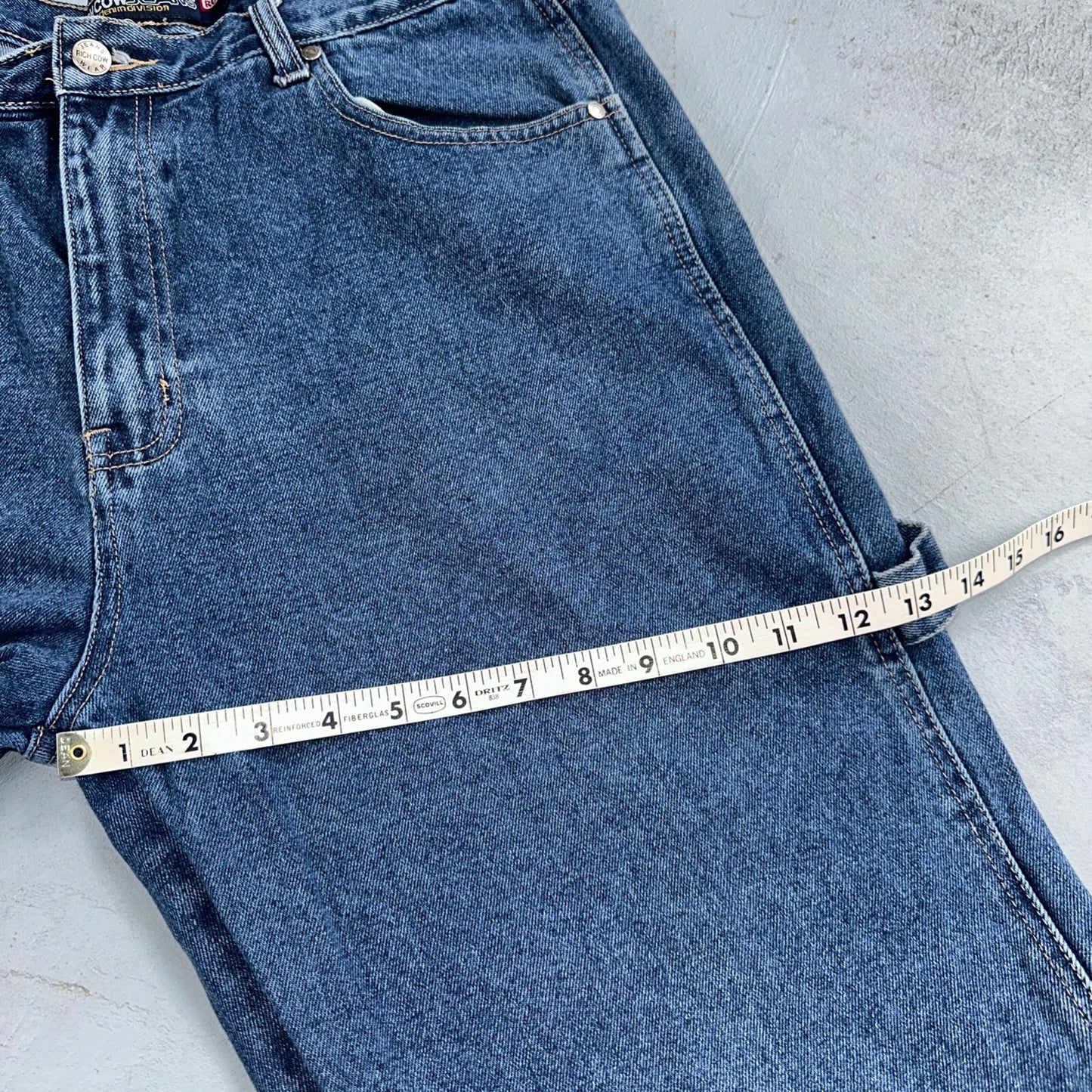 Richcow Jeans Vintage Y2K Carpenter Blue Denim Jeans Mens Size 38x32 Embroidery