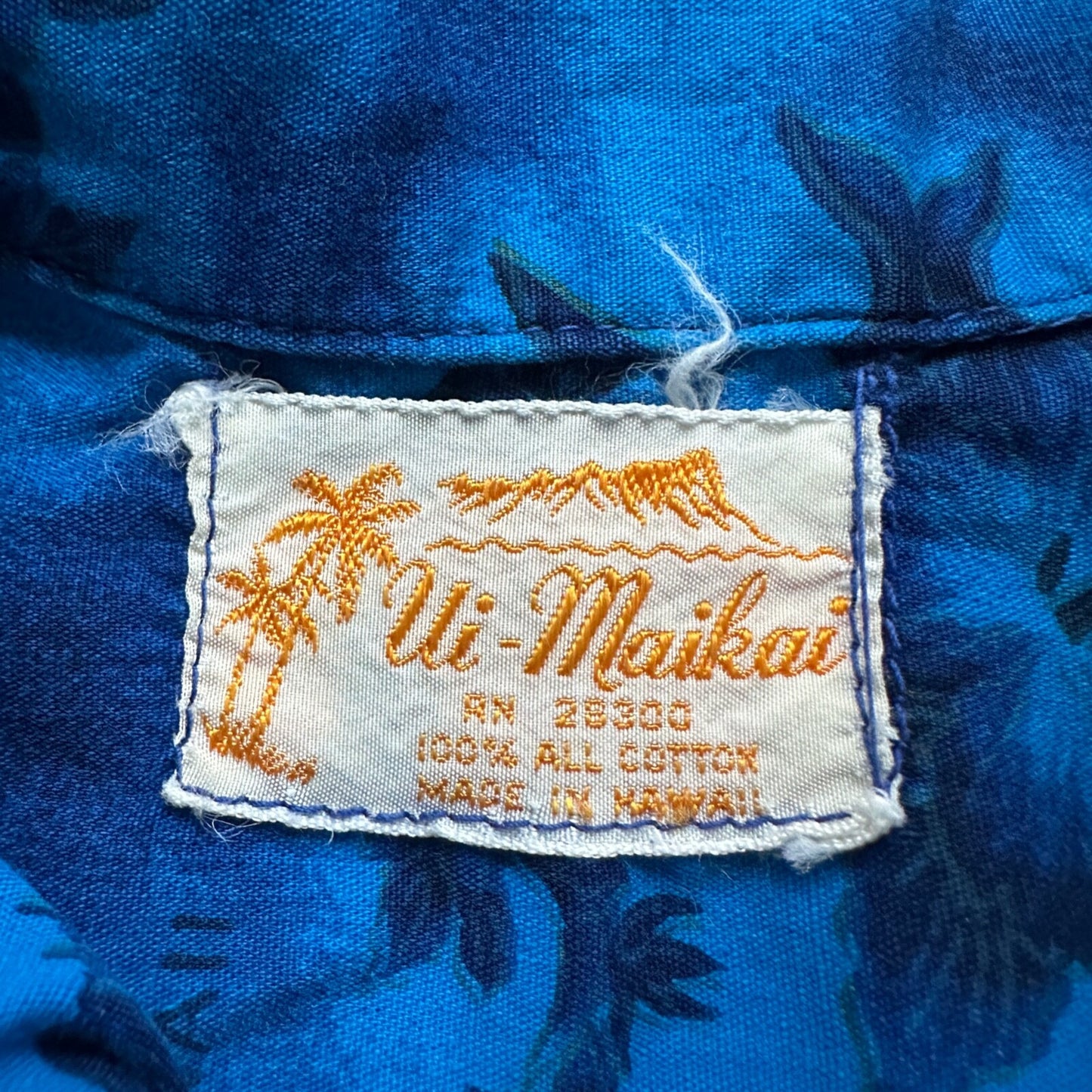Ui-Maikai Vintage 1960s Barkcloth Blue Hibiscus Dress And Shirt Rockabilly Rare