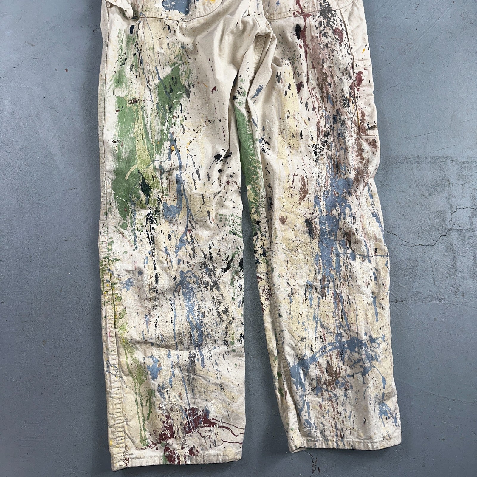 VTG Washington Dee Cee Thrashed Overalls Carpenter Bibs Workwear Painter Paint