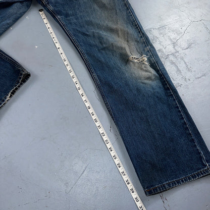 Levis 559 Relaxed Straight Fit Rugged Dark Blue VTG Y2K Denim Jeans Mens 36x32