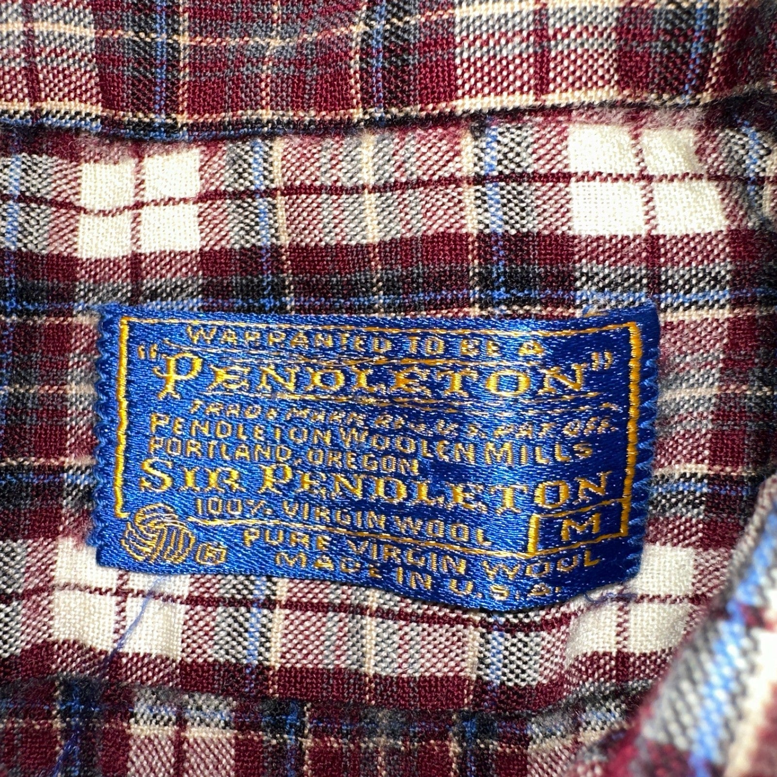 Vintage Pendleton Shirt Mens M Wool Plaid Flannel USA Button 1970s 70s Red