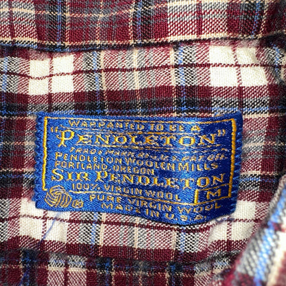 Vintage Pendleton Shirt Mens M Wool Plaid Flannel USA Button 1970s 70s Red