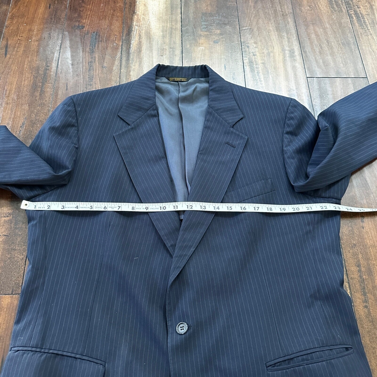 1960s Navy Blue Sport Jacket VTG Mens Suit 44 38x28 Rockabilly Pinstripe Pants