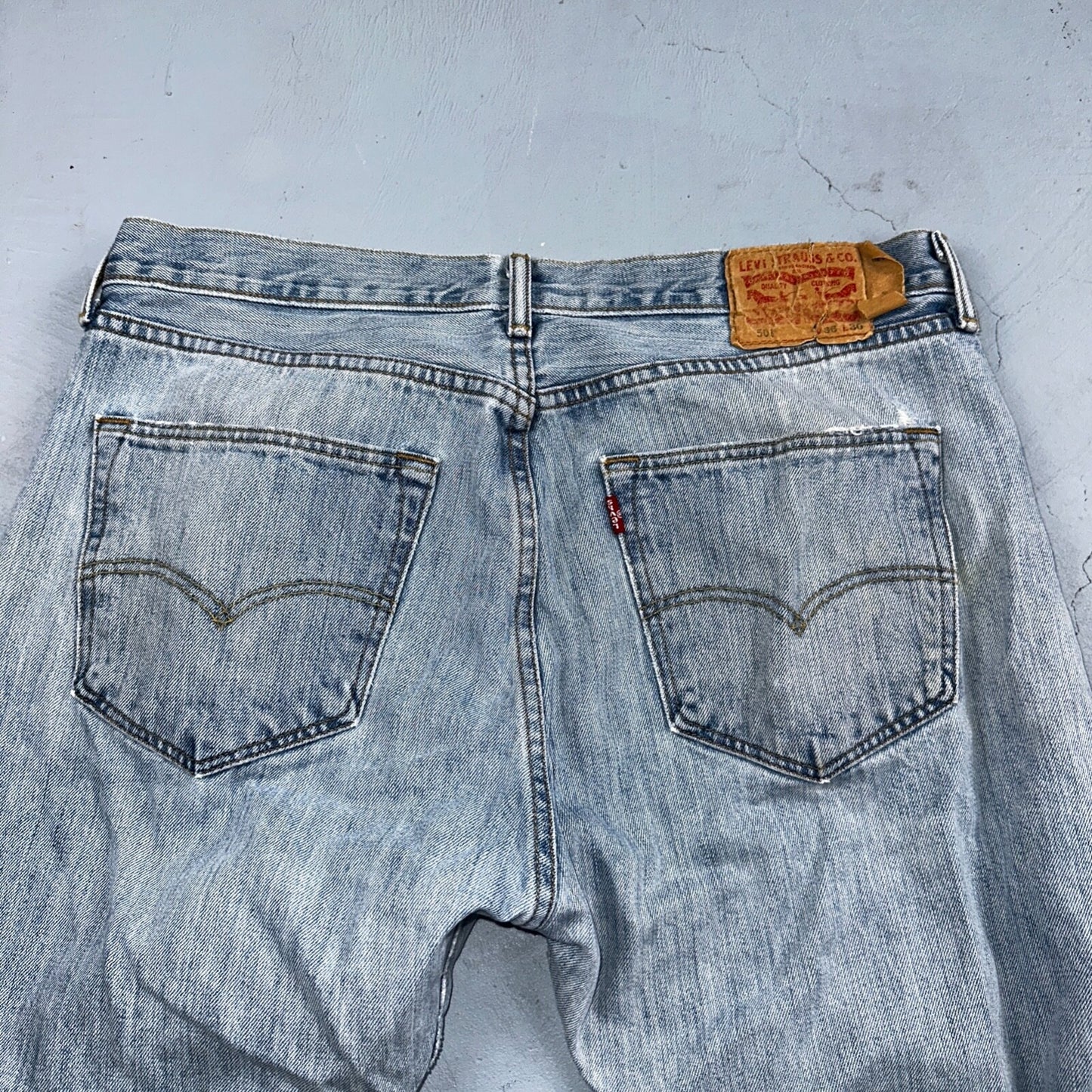 Levis 501 Vintage Y2K XX Straight Leg Jeans 36x30 Light Wash 2000s Act 35x29