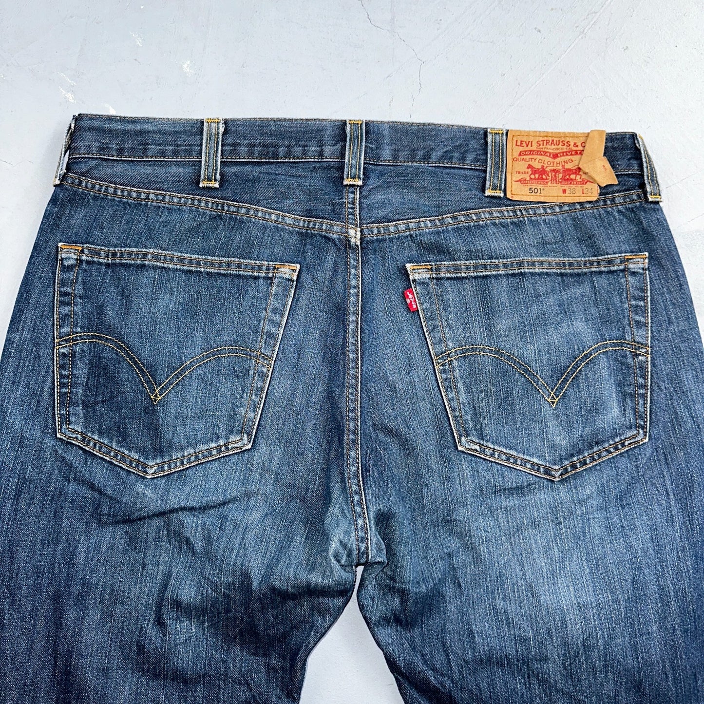 Levis 501 Vintage Y2K XX Straight Leg Jeans Blue Med Wash 38x34 Act 38x33