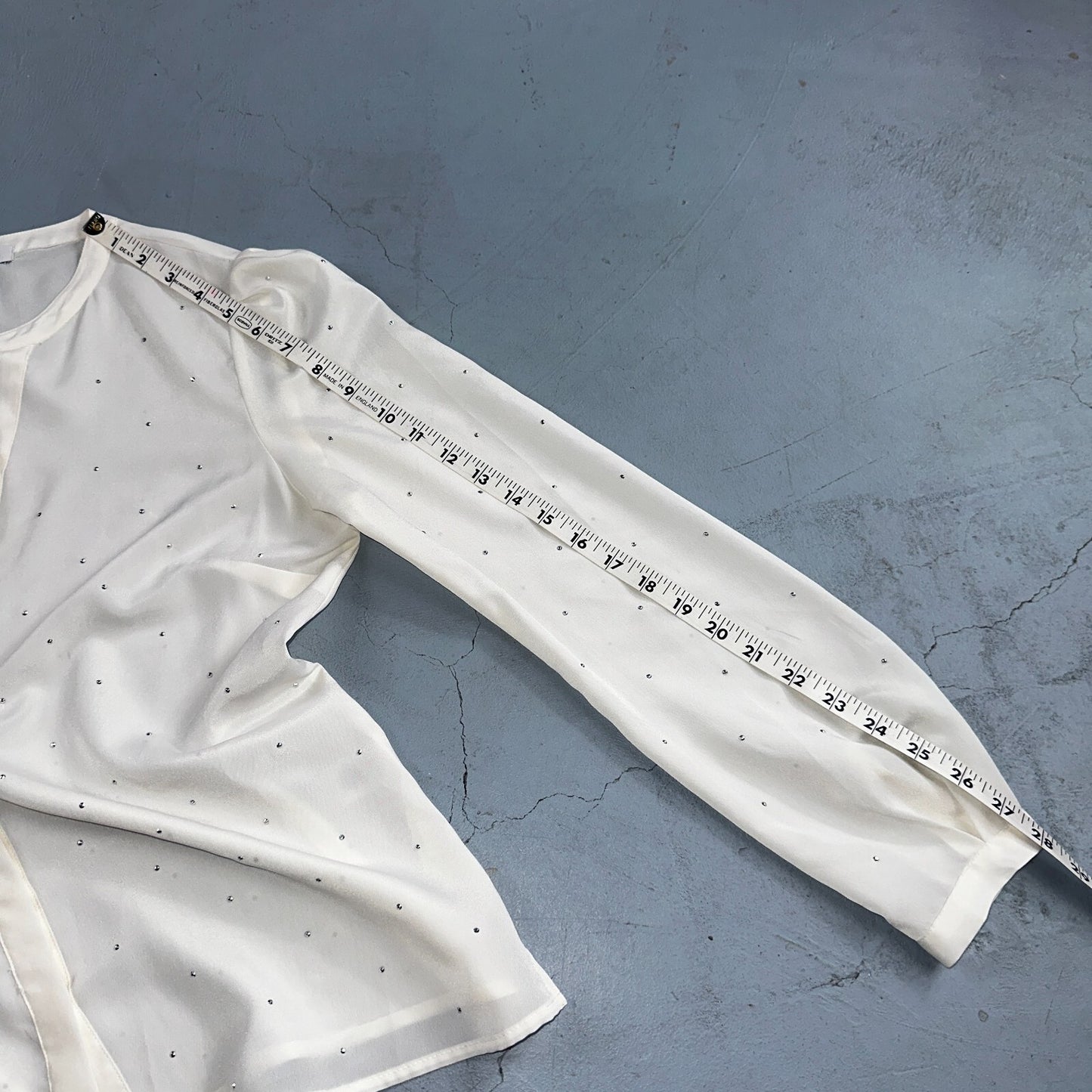 LIZ CLAIBORNE Womens Long Sleeve Button Front Blouse Shirt Studs Sz S Ivory