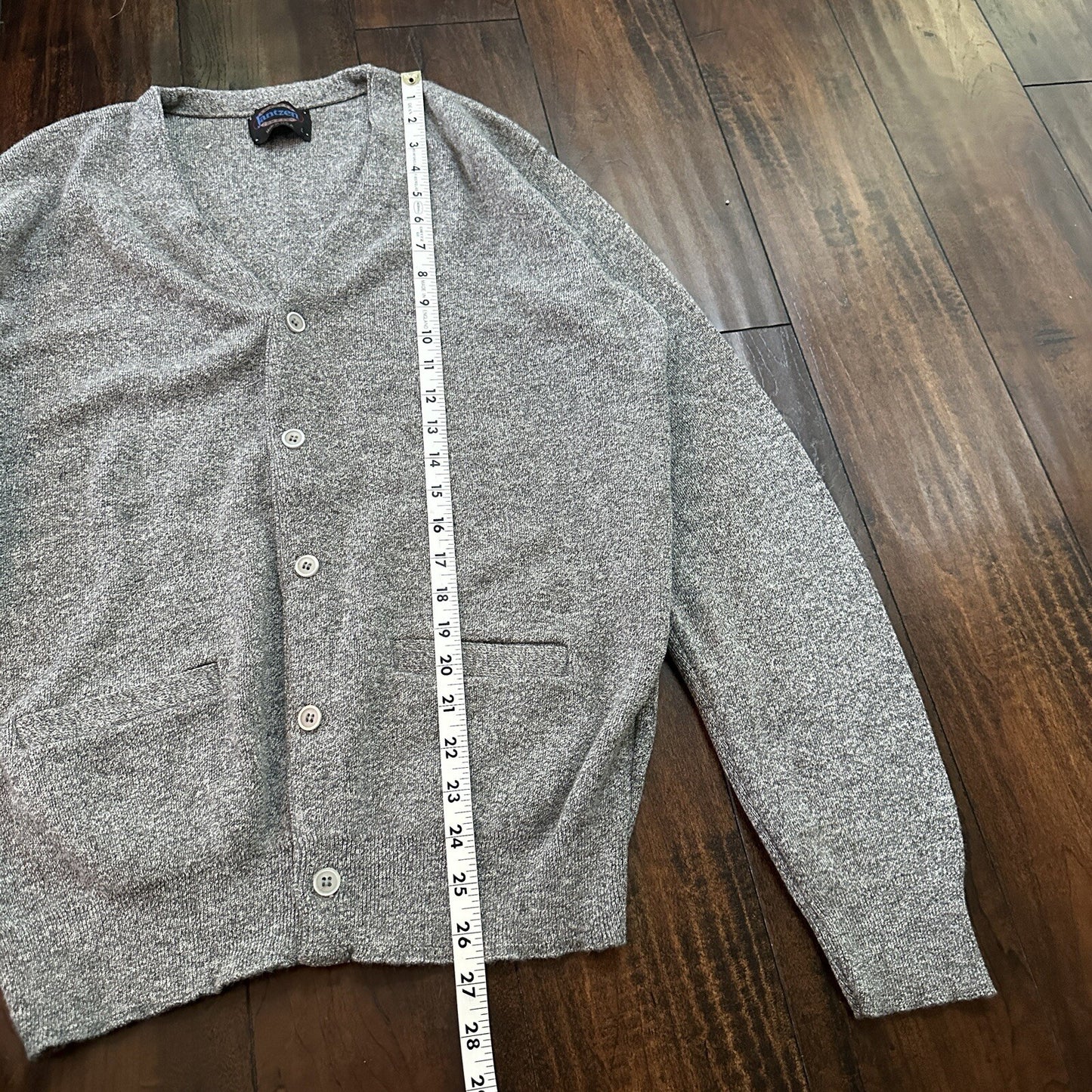 VTG 70s Jantzen Gray Wool Dave Marr Grandpa Cardigan Sweater Rockabilly L USA