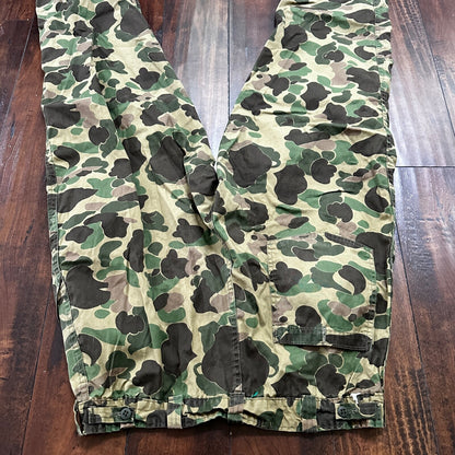 Vintage 60s 70s Sears Frog Skin Camo Pants Talon Zip USMC WWII Military 32x29