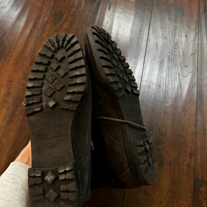 Brown Lace Leather Ankle Boots 8.5 Bootie Bettye Muller Hi Block Heel